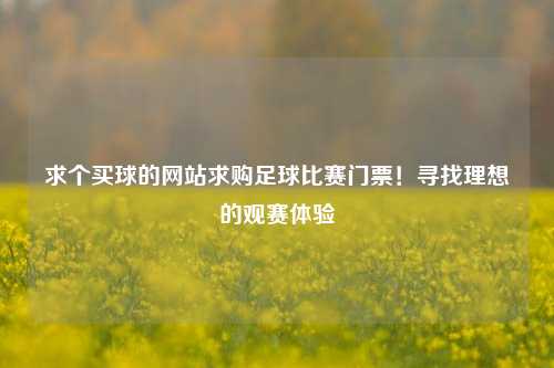 求个买球的网站求购足球比赛门票！寻找理想的观赛体验