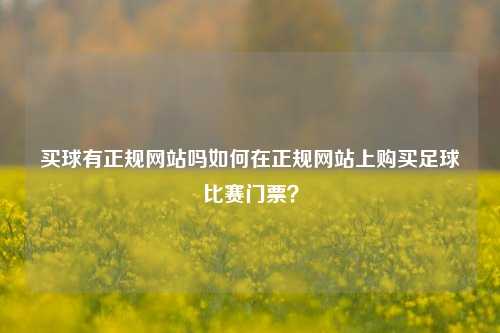 买球有正规网站吗如何在正规网站上购买足球比赛门票？